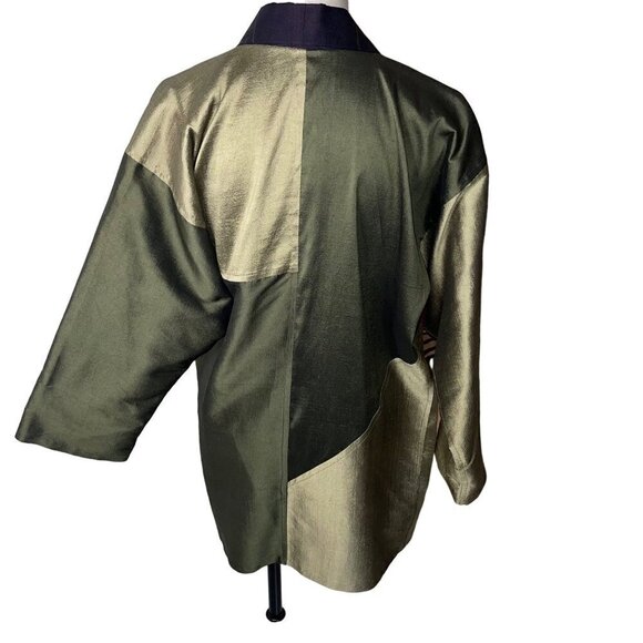 Mekong River Textiles Womens Kimono Jacket Size S Green Fair Trade Ikat Collar - Picture 7 of 9